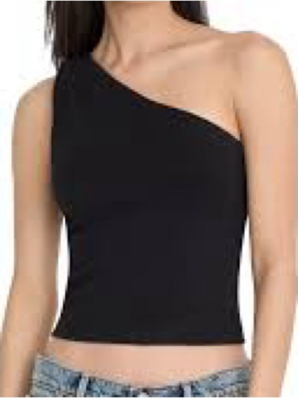 Armani Exchange Vintage Y2K One Shoulder Knit Tank Black Silk Blend Medium